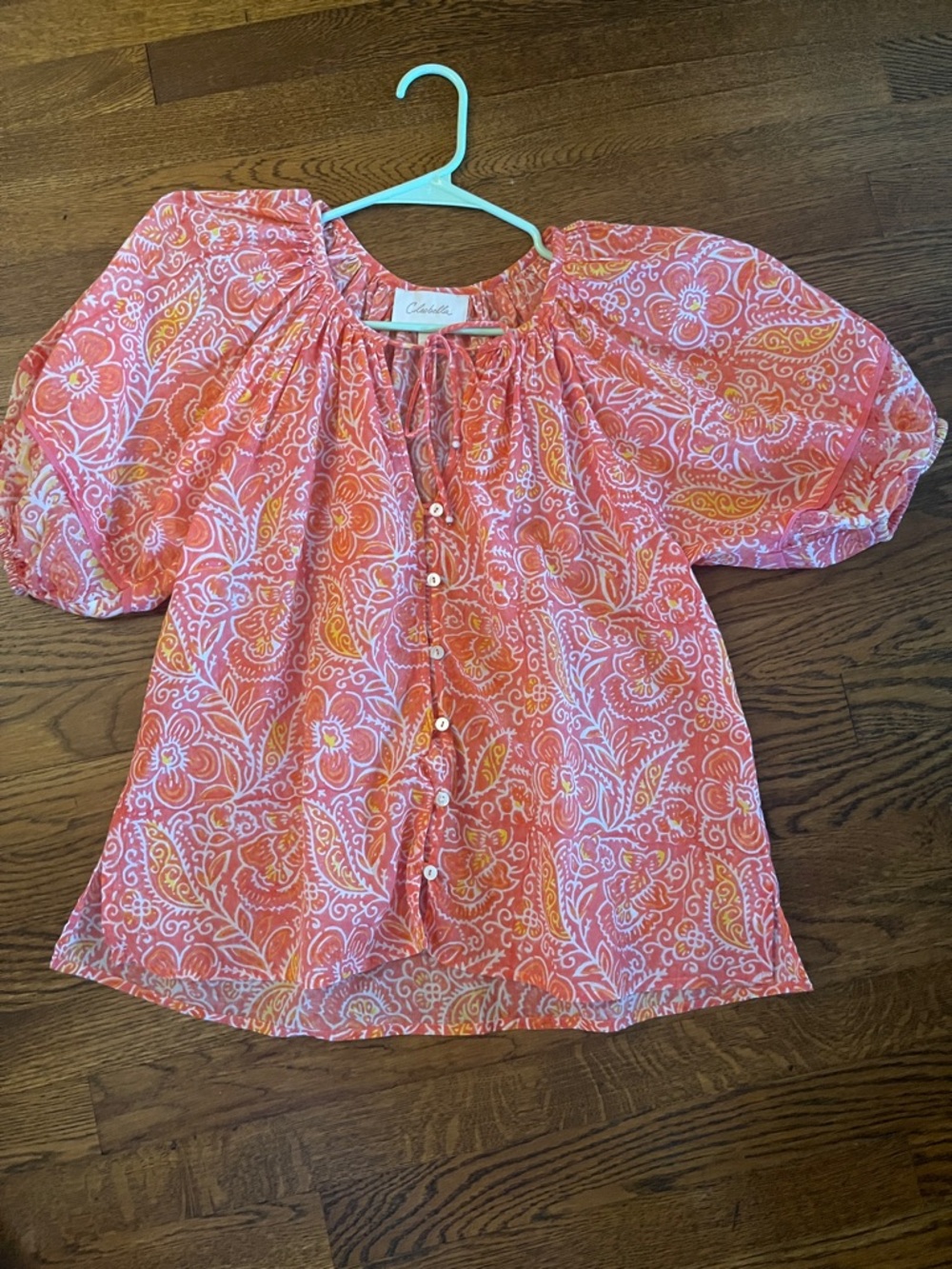 Cleobella Coral Paisley Button-Up Peasant Top
